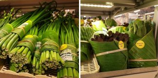 Supermercado na Tailândia troca embalagem plástica por folhas de bananeira Supermercado na Tailândia troca embalagem plástica por folhas de bananeira