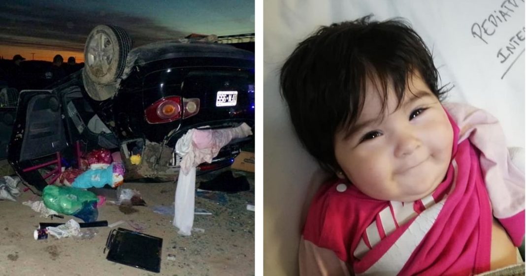 Bebê arremessada de carro que capotou é encontrada ilesa e sorrindo. Não sofreu um arranhão
