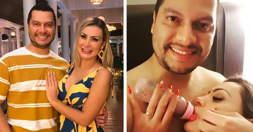 “Ele é a figura paterna que eu nunca tive”: Andressa Urach toma mamadeira no peito do marido antes de dormir