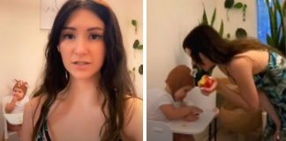 Mãe publica vídeo e é criticada por mastigar a comida do bebê antes de dá-la Mãe publica vídeo e é criticada por mastigar a comida do bebê antes de dá-la